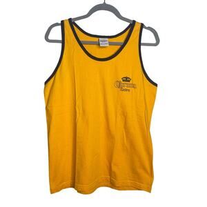 Vintage Corona Beer Cancun Mexico Tank Adult Large Yellow/Blue Ringer